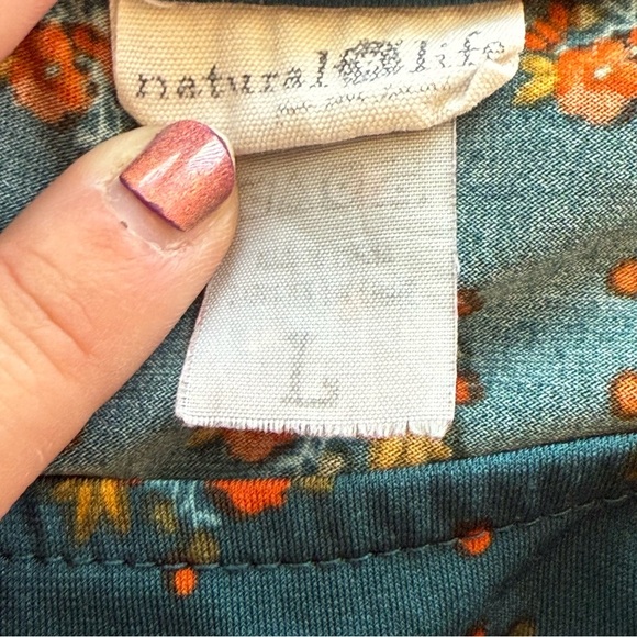 Natural Life Dark Floral Mini Dress Large Stretch Flower Boho Bohemian Forest - Picture 5 of 10